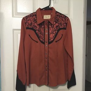 Scully Western Rodeo Snap Embroidered Shirt